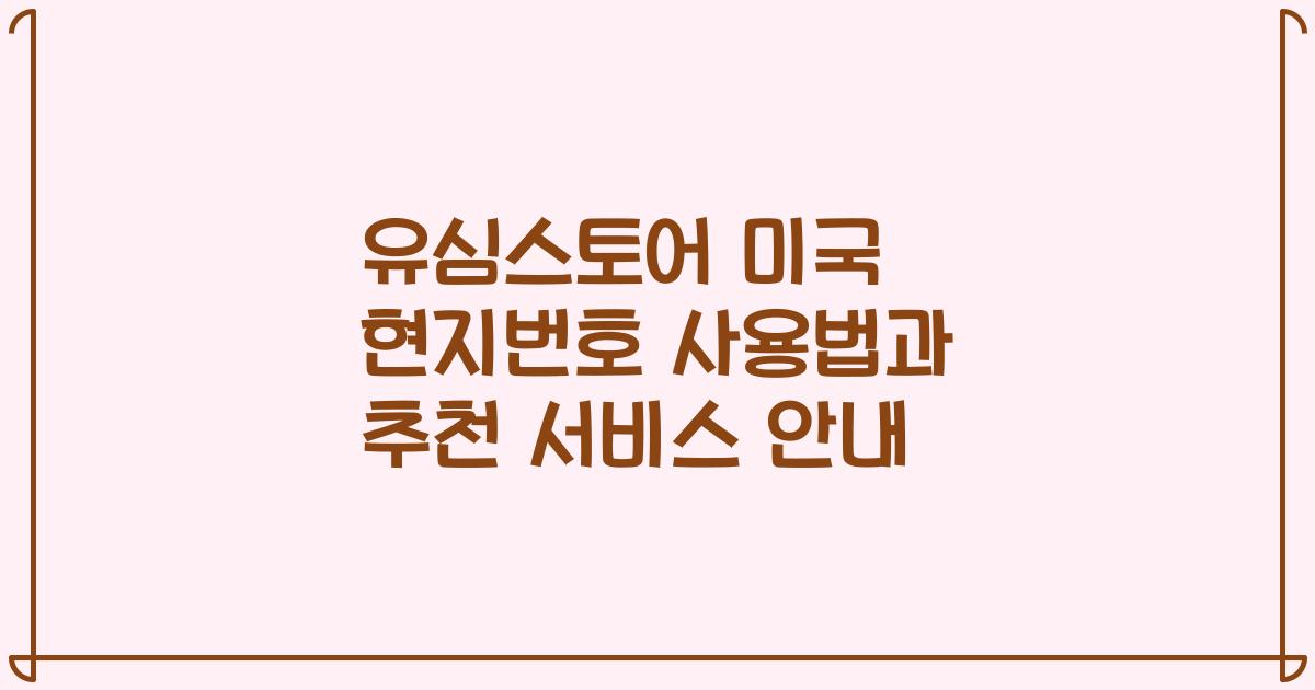 유심스토어 미국 현지번호 사용법과 추천 서비스 안내