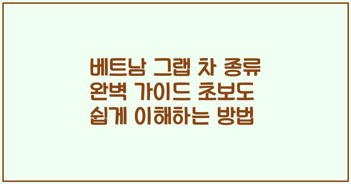 베트남 그랩 차 종류 완벽 가이드 초보도 쉽게 이해하는 방법