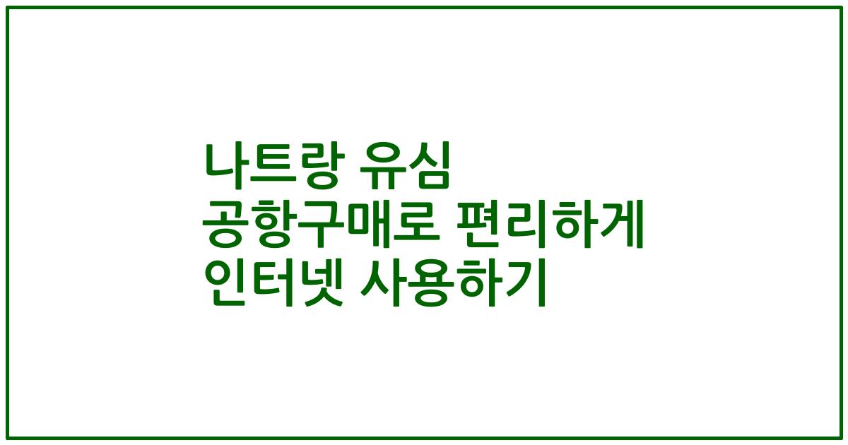 나트랑 유심 공항구매로 편리하게 인터넷 사용하기